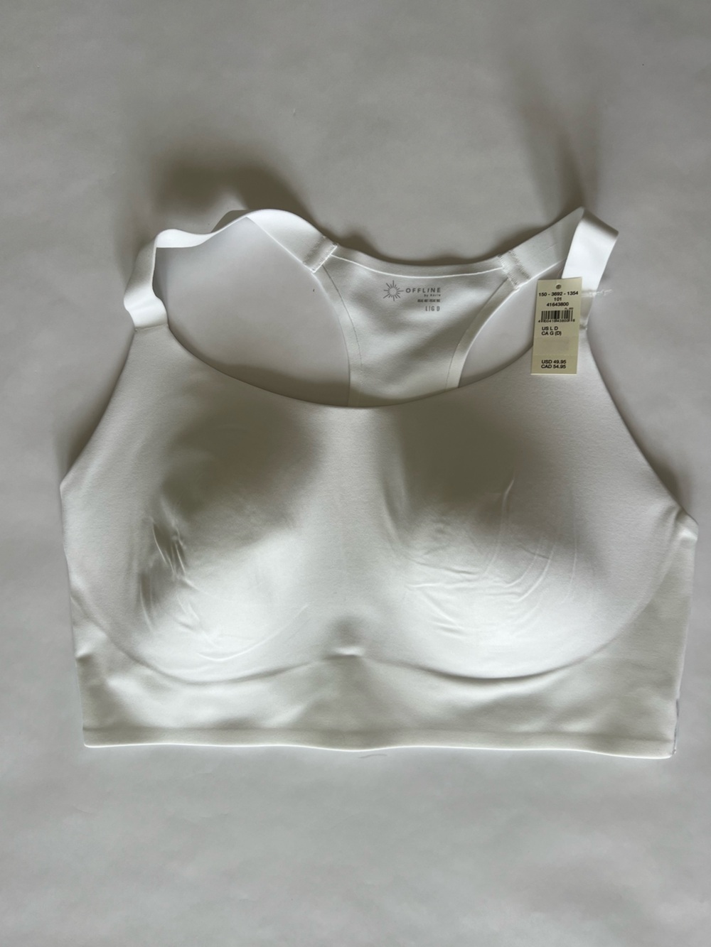 OFFLINE By Aerie Real Me Hold Up! Racerback Sports Bra - Air White Size LD